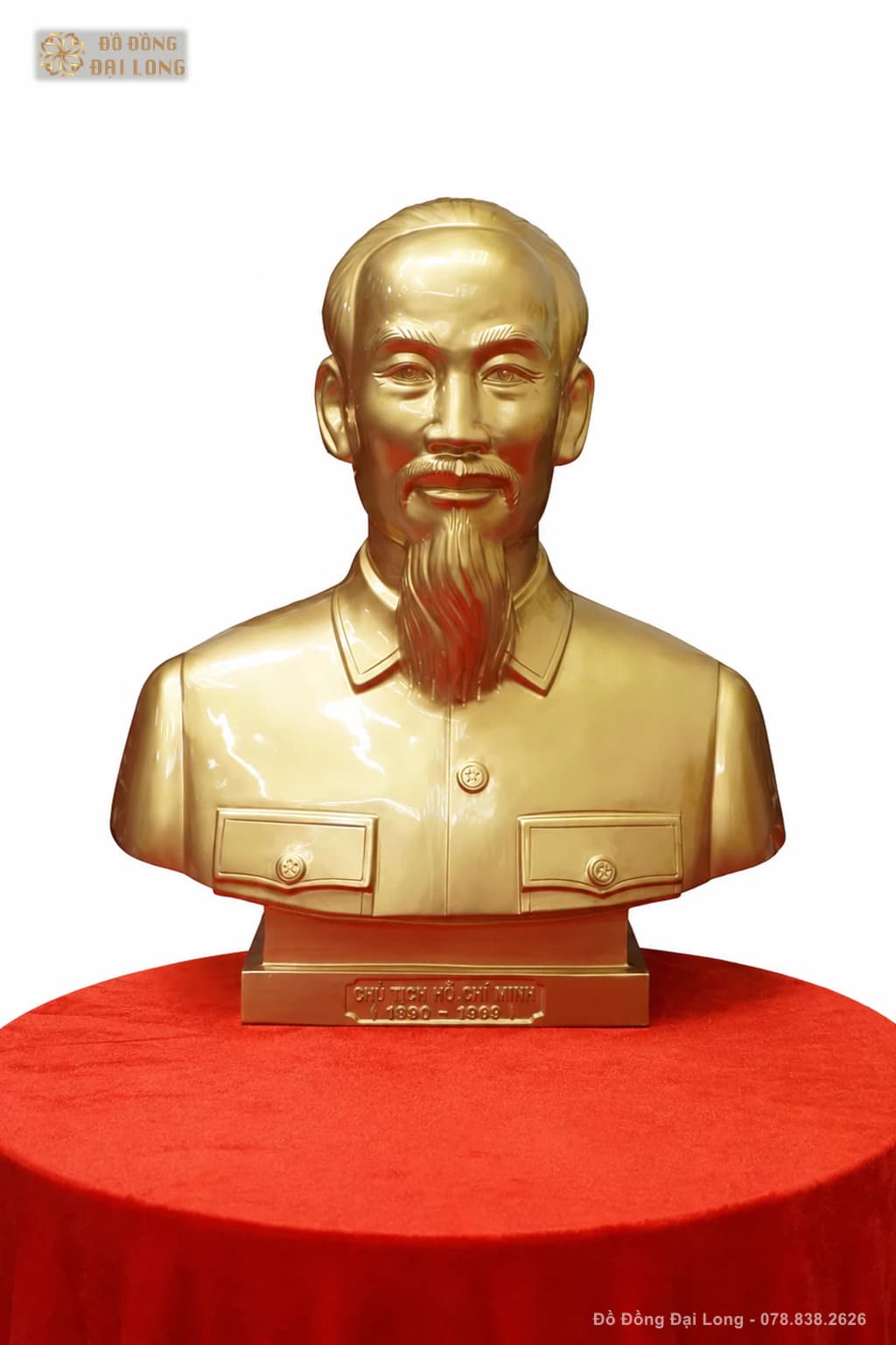 Tượng Bác Hồ bán thân 50 cm bằng đồng đỏ