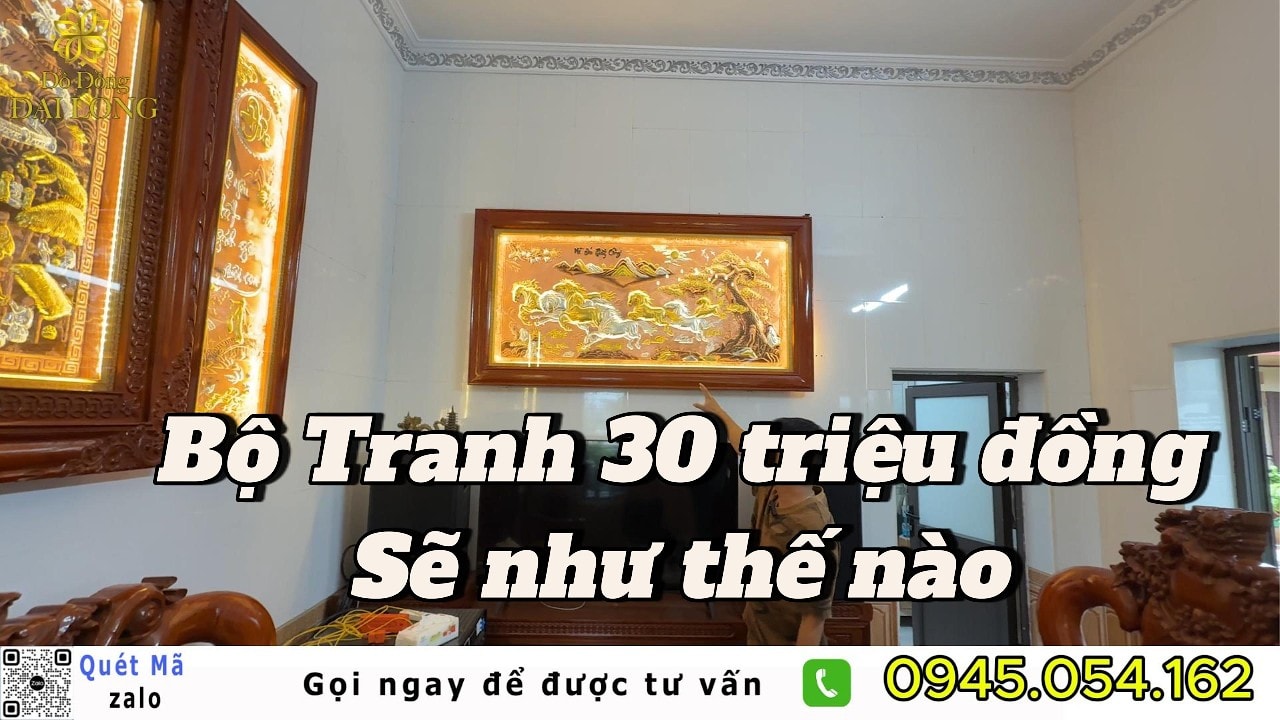 Video: Không gian phòng khách rộng thì các bác nên treo tranh gì? - Đồ Đồng Đại Long